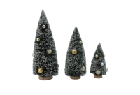 Mini sapin de Noël vert en plastique, ornement de bureau, design bonsaï de pin avec flocons de neige simulés pour présentation sur comptoir