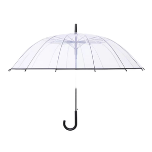 Parapluies transparents classiques en polyester avec logo personnalisé, résistants au vent, en PVC, entièrement imprimés, à dôme, droits et clairs - Product Image 1