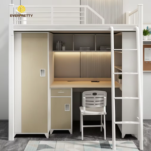 Lit superposé moderne en métal avec bureau et chaise intégrés pour étudiants, idéal pour dortoirs scolaires, pour enfants et <span class=keywords><strong>adultes</strong></span> - Product Image 2