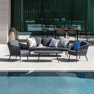 Mobilier d'extérieur pour hôtel <span class=keywords><strong>baroque</strong></span> Ensemble de conversation pour patio Canapé de jardin en corde avec table basse Canapé de salon pour balcon - Product Image 4
