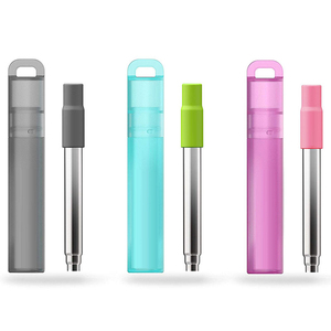 Asy Carry-pajitas plegables portátiles reutilizables de Metal, juego de pajitas de té de burbujas con funda - Product Image 1