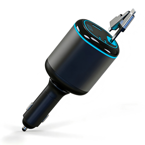 Caricabatterie <span class=keywords><strong>Auto</strong></span> Retrattile 4-in-1 con Ricarica Rapida, Multiporta Universale con Cavo Type-C/<span class=keywords><strong>iPhone</strong></span> e Display Digitale - Product Image 4