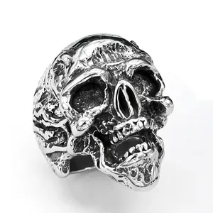 Hip Hop Silber Schmuck Rock Punk Damen Schädel Punk Ringe für Männer