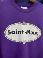 Kaos Pria SAINT Mx6 Gaya Punk, Bahan Katun, Warna Ungu, Lengan Pendek, Hip Hop Vintage Streetwear, Kaos CHAOS untuk Pria
