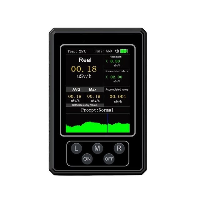 Digital Personal Radiation Dosimeter LCD Display Rechargeable Battery Accumulated Radiation Records Handheld Sound & Light Alarm