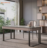 Ensemble de bureau de luxe pour la maison, bureaux d'ordinateur modernes et simples, table d'étude avec cadre en acier inoxydable doré