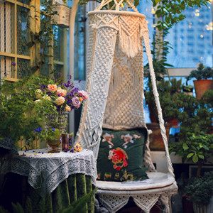 Balançoire d'intérieur en coton à pampilles rondes, <span class=keywords><strong>hamac</strong></span> beige, chaise à suspendre <span class=keywords><strong>pour</strong></span> meubles de jardin/ - Product Image 4