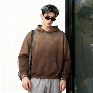 TKAN333D Vente en gros Mode d'hiver personnalisée vintage Distressed Sun Fade Sweat à capuche en coton épais ample de grande taille pour hommes - Product Image 1