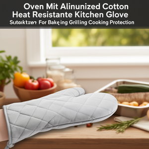 Guanto da forno in cotone alluminizzato resistente al calore per protezione durante la cottura, grigliate e cucina - Product Image 3