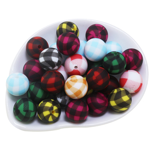 Cuentas de Silicona con Diseño de Cuadros de Búfalo Personalizadas 2024, 15 mm, Redondas, Rojas, Verdes, Blancas y Negras, para Hacer Bolígrafos y Joyería - Product Image 2