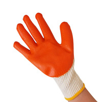 Haute qualité 7G chaîne tricot rouge Orange paume trempée poignée en caoutchouc industriel robuste enduit de Latex gants de travail de jardin imprimer Logo