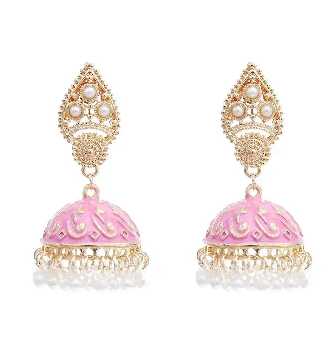 Fashion Bell Earrings Retro Tassel Inlaid Pearl Earrings Popular European Jewelry Jewelry