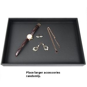 Plateau à bijoux en cuir PU noir grande capacité pour le rangement et la présentation de bagues, colliers et boucles d'oreilles - Product Image 5