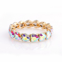 Nouveau bracelet coloré de style européen et américain, entièrement serti de diamants, bracelet élastique orné de strass.