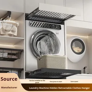 Perchero de pared moderno, individual, extraíble y retráctil, de hierro, sostenible, compatible con lavadoras, superventas transfronterizo. - Product Image 1