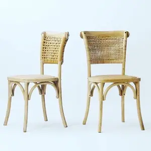 Knitting Back Rattan Seat Dining Chair