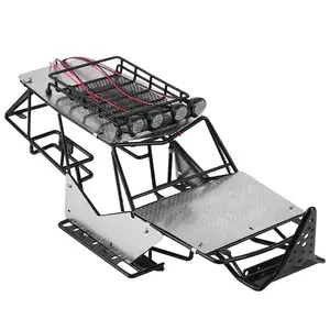 1/10 RC Axial Wraith Metal Frame Body Roll Cage With Roof Rack LED Lights