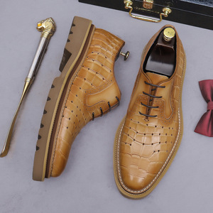 Zapatos de boda retro británicos de cuero genuino para hombre, transpirables, tallas grandes, para uso diario, informal y de negocios. - Product Image 4