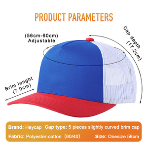 Gorra de Camionero Heycap de Diseño Moderno, 5 Piezas, Visera Ligeramente Curvada, Malla Multicolor Transpirable, Botones de Plástico con Logotipo Personalizado - Product Image 2
