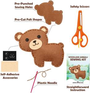 Accesorios de fieltro para niños actividad owl <span class=keywords><strong>fox</strong></span> woodland creatures project kits de bricolaje para niños, artes manualidades juguete de costura - Product Image 3