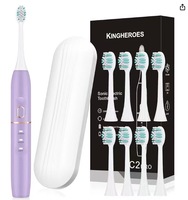 Brosse à dents électrique sonique automatique portable pour adultes, étanche, pour la maison et les voyages, avec 8 têtes de brosse