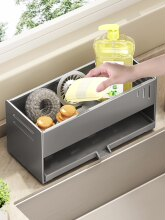 Ripiano da cucina portaoggetti lavello da cucina vassoio in acciaio inox spugna cremagliera portasapone ripiano in acciaio - Product Image 2