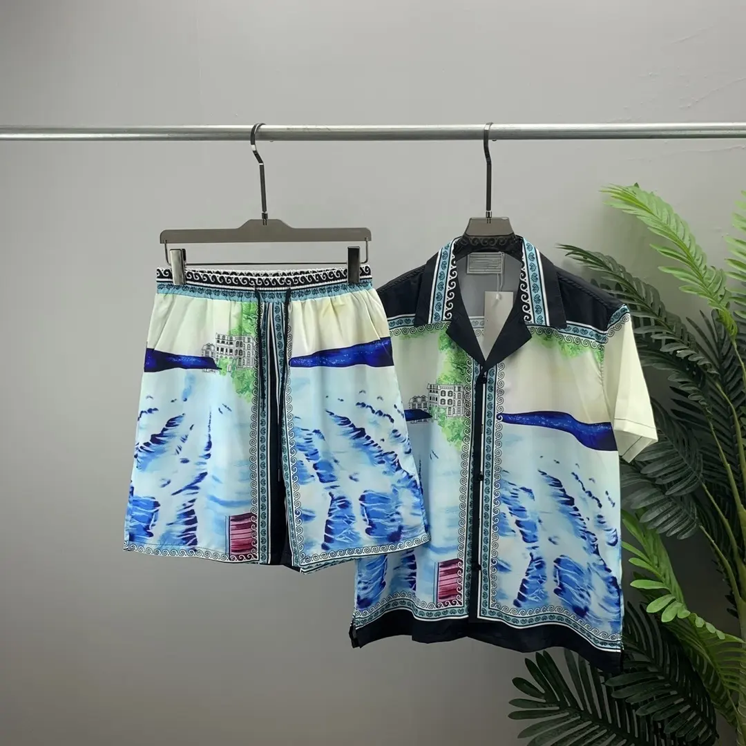 Yaz yeni takım 3D dijital baskı T-shirt yaka gömlek açık astar Hawaii yeni yaz modeli