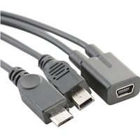 Cable Divisor Mini 5P Hembra a Tipo-C + Micro Macho de 30cm |   Cámara para Auto con Carga Rápida 3A y Detector de Radar Integrado