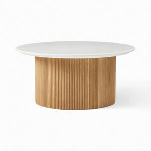 طاولة قهوة صينية عالية الجودة من الخشب الصلب على شكل دائري مع قاعدة منشار لأثاث غرفة المعيشة تستخدم أفضل مقهى - Product Image 6