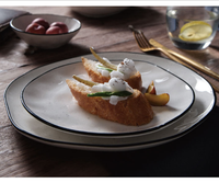 Assiettes de Présentation Minimalistes en Porcelaine pour Dîner, Mariage, Camping – Bord Noir, Rondes, pour la Maison et la Cuisine – Vente en Gros