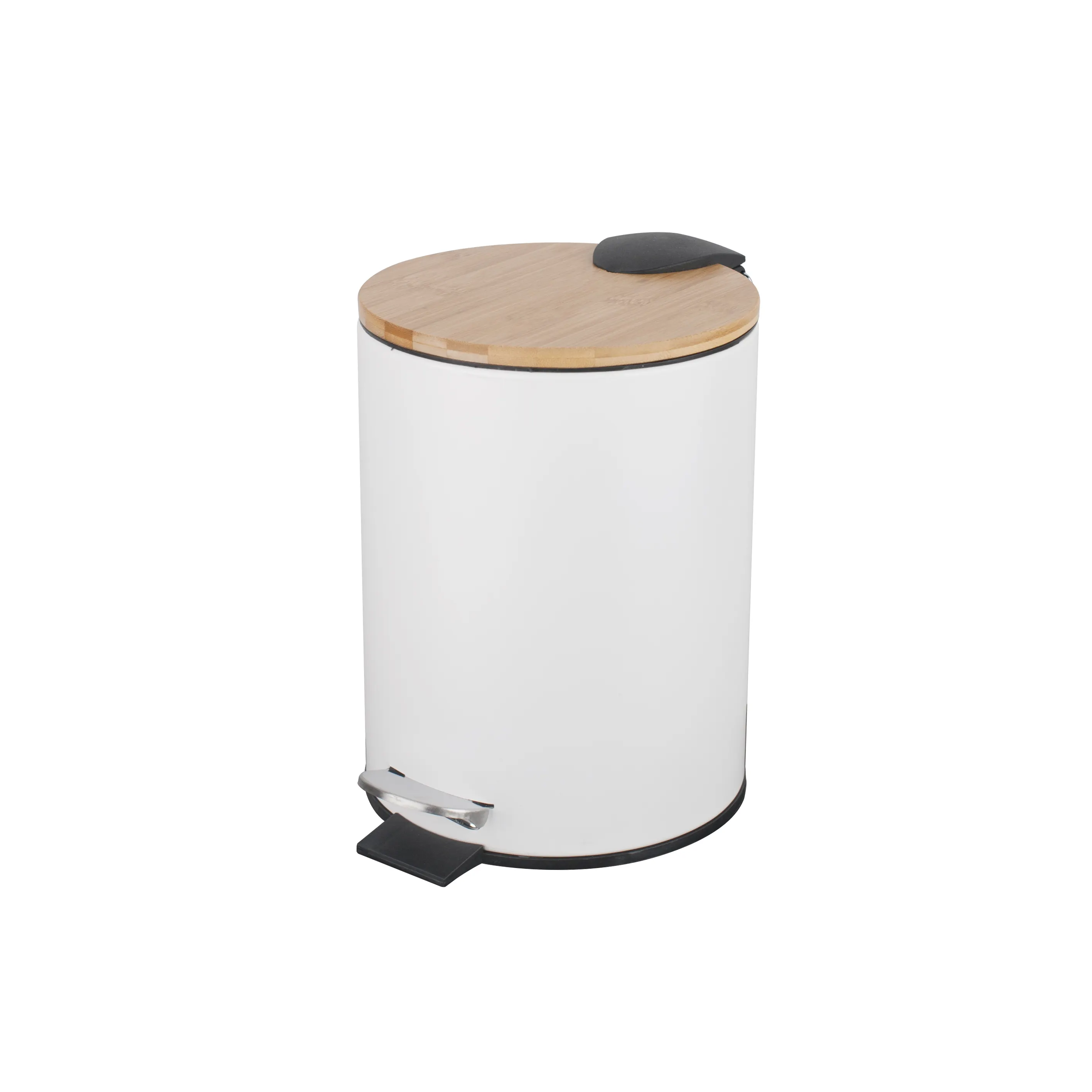 Bamboo Lid Foot Pedal 3L Colored Household Trash Can Recycle Trash Bin Garbage Bin Dustbin Plastic Iron Household Indoor Support