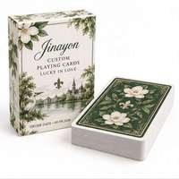 Cartes à Jouer Personnalisées pour Mariage, Style Portrait Aquarelle Magnolia de Louisiane, Jeu de Cartes en Papier, Service Tout-en-un