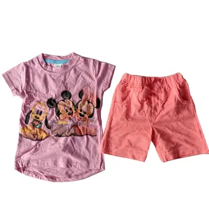 批发混合品牌男孩女孩短袖夏季儿童库存很多衣服套装