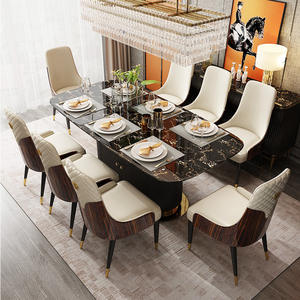 Chaises de salle à manger modernes en similicuir avec dossier haut et pieds dorés pour la maison, l'hôtel au Koweït et aux Émirats arabes unis - Product Image 5