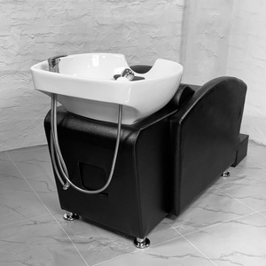Modern Hairdresser Shampoo Recliner With High-Grade Ceramic Basin Metal Flushing <b>Bed</b> for Salon or Barber Shop Factory Direct - Product Image 2