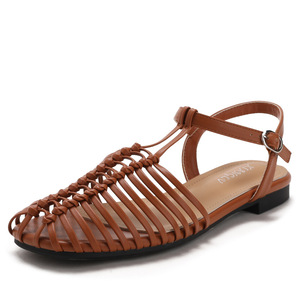 Sandales romaines pour femmes, style voyage, tissées à la main, à talon bas, ajourées, nouvelle collection été, décontractées, à boucle - Product Image 2