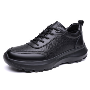 <b>Height</b> <b>Increasing</b> Men Leather Sneakers Round Toe Rubber Outsole Spring EVA Midsole Casual Walking <b>Shoes</b> - Product Image 5