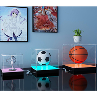 Boîte de présentation de ballon de basket en acrylique transparent, boîte de rangement en verre anti-poussière, boîte de présentation de ballon de football, boîte de présentation de volley-ball étanche avec LED