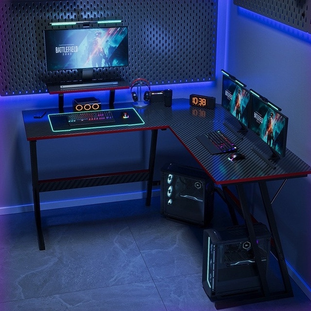 Tokugawa RGB Adjustable Height Gaming Desktop Computer Desk Cross-border Office Home Modern Simple Professional Carbon Fiber