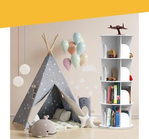 360 xoay cuốn sách Kệ tháp lưu trữ Vòng Carousel quay Tủ Sách lười biếng <span class=keywords><strong>Susan</strong></span> 4 Tầng Xoay kệ sách - Product Image 4