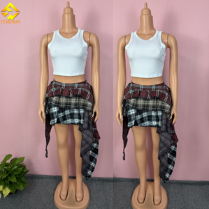 Gotische Punk Natuurlijke Casual Rokken voor Dames en Meisjes, met Stiksels, Onregelmatige Dubbele Kleur, Vintage, Sexy, Geplooide Rokken - Product Image 1