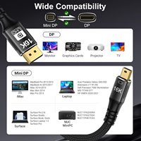 Cable Mini DisplayPort Macho a Macho 2.1 OEM ODM, Transmisión Bidireccional DP, 16K/8K60hz 4K240hz G-sync Freesync