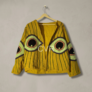 Abrigo informal de algodón con bordado de ojos bohemios para mujer, talla grande, manga larga, cuello redondo, ropa de abrigo de primavera - Product Image 4