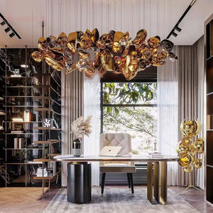 Lustre suspendu <span class=keywords><strong>en</strong></span> métal moderne de luxe personnalisé grand projet luminaire pour hauts plafonds forme longue - Product Image 2