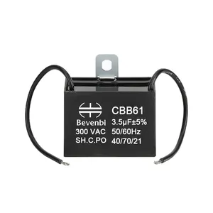 CBB61 Capacitor พัดลม Do Ventilador มอเตอร์ราคาเริ่มต้นที่ Run Capacitor ยืดหยุ่นลวด400V 500V 450V 300V Ac Cbb61 Capacitor