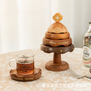 Christmas Tree Coaster <b>Wooden</b> <b>Desk</b> Decor Coffee Cup Mat Insulation Pad Holiday Ornament Shandong Made A25827 - Product Image 1