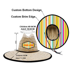 Chapeau de paille naturel en stock avec logo personnalisé acceptable, chapeau de soleil de plage de sauveteur avec doublure à imprimé floral - Product Image 2