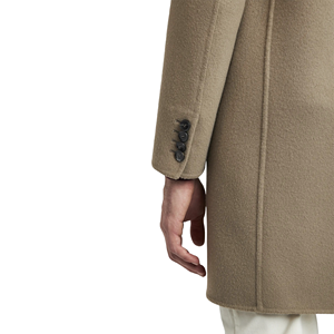 Elegante <span class=keywords><strong>cappotto</strong></span> da <span class=keywords><strong>uomo</strong></span> in lana <span class=keywords><strong>cammello</strong></span> con revers intaccati e soprabito invernale con chiusura a bottoni - Product Image 6