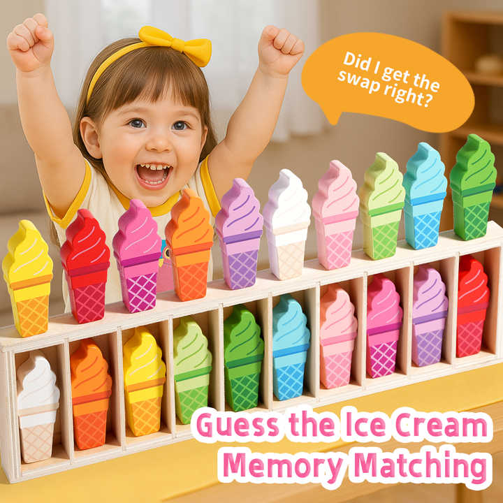 Custom Color Sorting Box Memory Games Ice Cream Matching Classification Puzzle Board Educational Toys for Kids Boys Girls