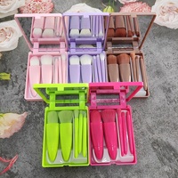 Haute qualité Portable voyage 5 pièces pinceaux de maquillage ensemble fond de teint fard à paupières brosse OEM logo maquillage pinceaux avec miroir